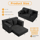 55  Small Boneless Couch  3-in-1 Boneless Loveseat Sleeper Sofa Bed Convertible