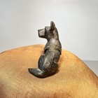 Vtg Schnauzer Dog Hollow Cast Bronze  Figurine Statue W  The Alamo San Ant badge