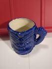 Blue Ceramic Tiki Mug With Handle - Coffee Tea Barware  Hawaiian 4 Inch 
