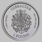 2022  Lady Justice Warrior  1  Troy Oz   Gibraltar Fine Silver 999 Bullion Round
