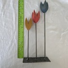Vintage Scandinavian Dala Industri Wood Metal Tulip Flowers Sweden Folk Art