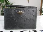 New Coach Boxed Corner Zip Wristlet In Signature Leather Cf358 Black
