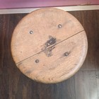 Vintage Iron-leg Wooden Stool 27cm Seat  Antique Retro Used