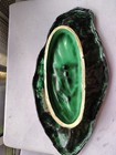 Vintage Le Brusc Vallauris Enamels Drip Glaze Mcm Large Ceramic Leaf Dish