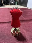 Vtg Sewing Notions Mini Mannequin Pin Cushion  Tape Measure   Thimble Holder
