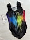New Simone Biles Gk Elite Leotard Gymnastics Rainbow Waves Sequin Bling Size Cxs