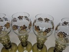 6 Vintage German Roemer R  mer Green Wine Goblet Glasses With Gold Grapes