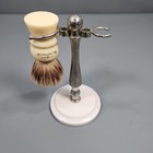 Vtg Shaving Stand Resin Base Chrome W Pure Badger Brush Made England Set