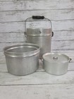 Vintage Aluminum 3 Piece Coal Miners Lunch Bucket Pail Stacking Dinner Box