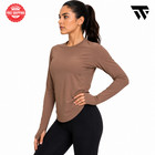 Women Long Sleeve Athletic Shirt Thumbhole Running Gym Workout Training Top