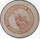 1975  Pomona  California Centennial  Commemorative 1   Token coin  Wooden Nickel