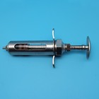 Vintage Bd Champion Veterinary Medical Syringe Metal Glass Large 25cc 507 25