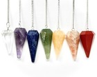 7 Chakra Crystal Pendulum Set  gemstone Dowsing Pendulums  Chakra Pendulums 