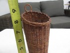 Vintage Woven Vase Basket W loop  Brown  Clean 9  Tall X 3  Wide