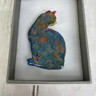 Handmade Cat Pin Brooch Elli Blue Copper Artist Signed Denise Laurent W box