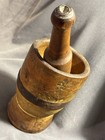 Antique Country Primitive Turned Wooden Mortar   Pestle W  Early Make-do Repair