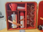 Vintage Travel Bar Set Case Thermos  Percolator  Nest A Cups  Jigger  6 Glasses 