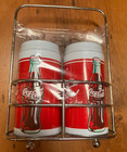 Coca Cola Metal Salt   Pepper Shaker Set Wiith A Metal Stand