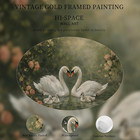 Framed Vintage Swan Wall Art 8x10 Inch Rustic Romantic Animal Canvas Print Wa   