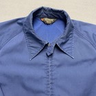 Vintage Sears Jacket Mens Medium Blue Cotton Nylon Lined Zip Front Work 80s