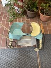 Vintage Taylor Tot Baby Buggy Stroller Walker  40s 50s  Metal wood Turquoise 