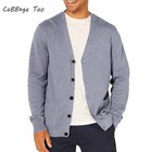 New Spring Men s Long Sleeved Cardigan Wool Sweater Knitted Sportswear Men s V-n