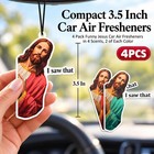 4 Pack Funny Jesus Car Air Fresheners   i Saw That  Hanging Red  Green