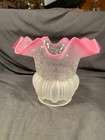 Victorian Style Cranberry Edge Floral Electric-oil Lamp Shade 3 3 4  Fitter