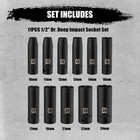 11 Pieces 1 2-inch Drive Deep Metric Impact Socket Set  6-point  10mm - 24mm