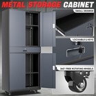 73  Lockable Heavy Duty Metal Storage Cabinet W  Adjustable Shelves Gray black