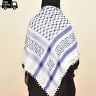 Blue White Palestine Keffiyeh Scarf Cotton Arab Shemagh Tassel 48x48