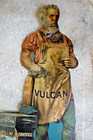 Antique Advertising  vulcan Steel Plow  Match Holder Safe Tin Litho Sign
