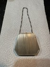 Vintage Silver Compact Wrist Chain Purse