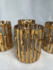 Vintage Imperial Bambu Bamboo Rocks Low Ball Mid Century Glass 22k Gold Set Of 4