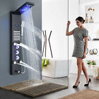 Stainless Steel Shower Panel Tower System Led Rain Waterfall Shower Massage Jets