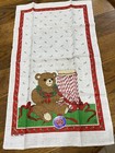 Vintage Tea Towel Stevens Linen Christmas Bear Candy Cane Jar