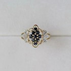 Art Deco Vintage Sapphire   Lab Created Diamond Wedding 14k Yellow Gold Fn Ring