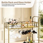 2-tier Portable Rolling Bar Cart With Mirrored Shelves  Wine Rack   Glass Holder