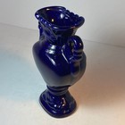 Elegant Cobalt Blue Vase W Double Handles Rose