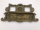Vintage Victorian Brass Desk Double Inkwell Set Silvestri
