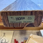Great Shape - Vtg 1950   s Wc Horn Solid Wood Cribbage Board  0-231 W  Pegs Cards
