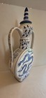 Chinese Blue And White Porcelain Dragon Moon Flask Vase With Handles And Lid