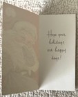 Unused Christmas Santa Gloves Bag Gold Vtg Greeting Card 1950s 1960s Hallmark
