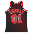 Dennis Rodman Chicago Bulls Autographed Black Pinstripe Mitchell   Ness 1996-97