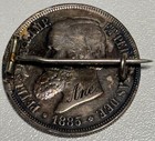 Brazil 1885 1000 Reis Silver Coin With Pin   Engraved  917 Silver