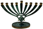 Vintage Jewish Hanukkah Menorah With Jug Israel Judaica Judaism Jerusalem Hebrew