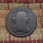 1803 Draped Bust Half Cent  F      Nice Surfaces  Details   Toning  Tough Year 