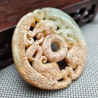 Chinese Jade collectibles  Manual Sculpture the Ancient Jade Statue Pendanth532