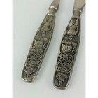 Hardanger Konge Tinn Pewter Norway Carving Set Fork Knife Ornate Handle Viking