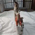 Antique 19th-century Staffordshire Spill Vase Featuring Stag   A Hunting Hound 